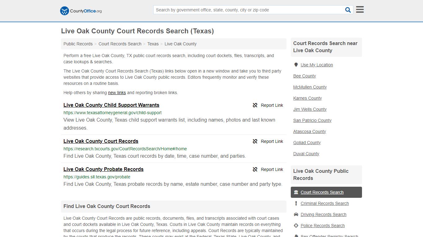 Live Oak County Court Records Search (Texas) - County Office