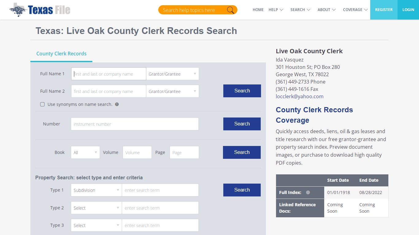 Live Oak County Clerk Records Search | TexasFile